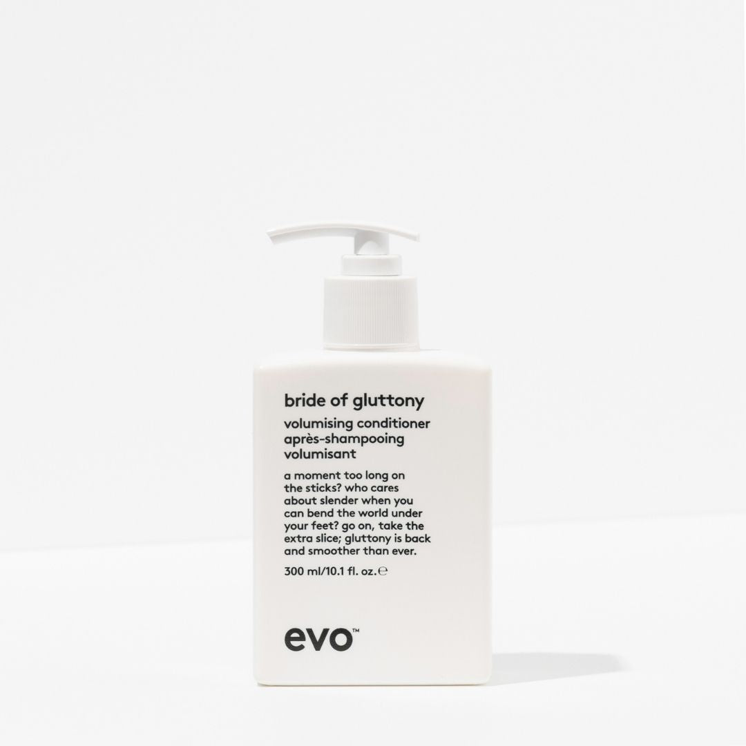 Evo Bride of Gluttony volumising conditioner bottle on a white background