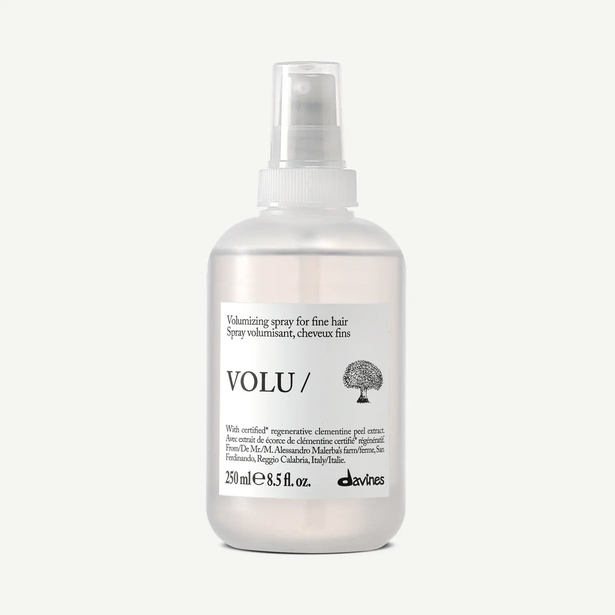 Hair mist bottle with label on a white background