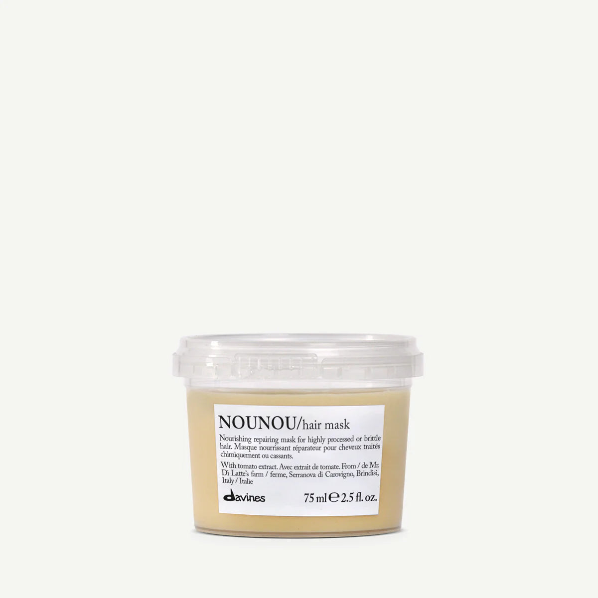 Travel jar of NOUNOU hair mask on a white background