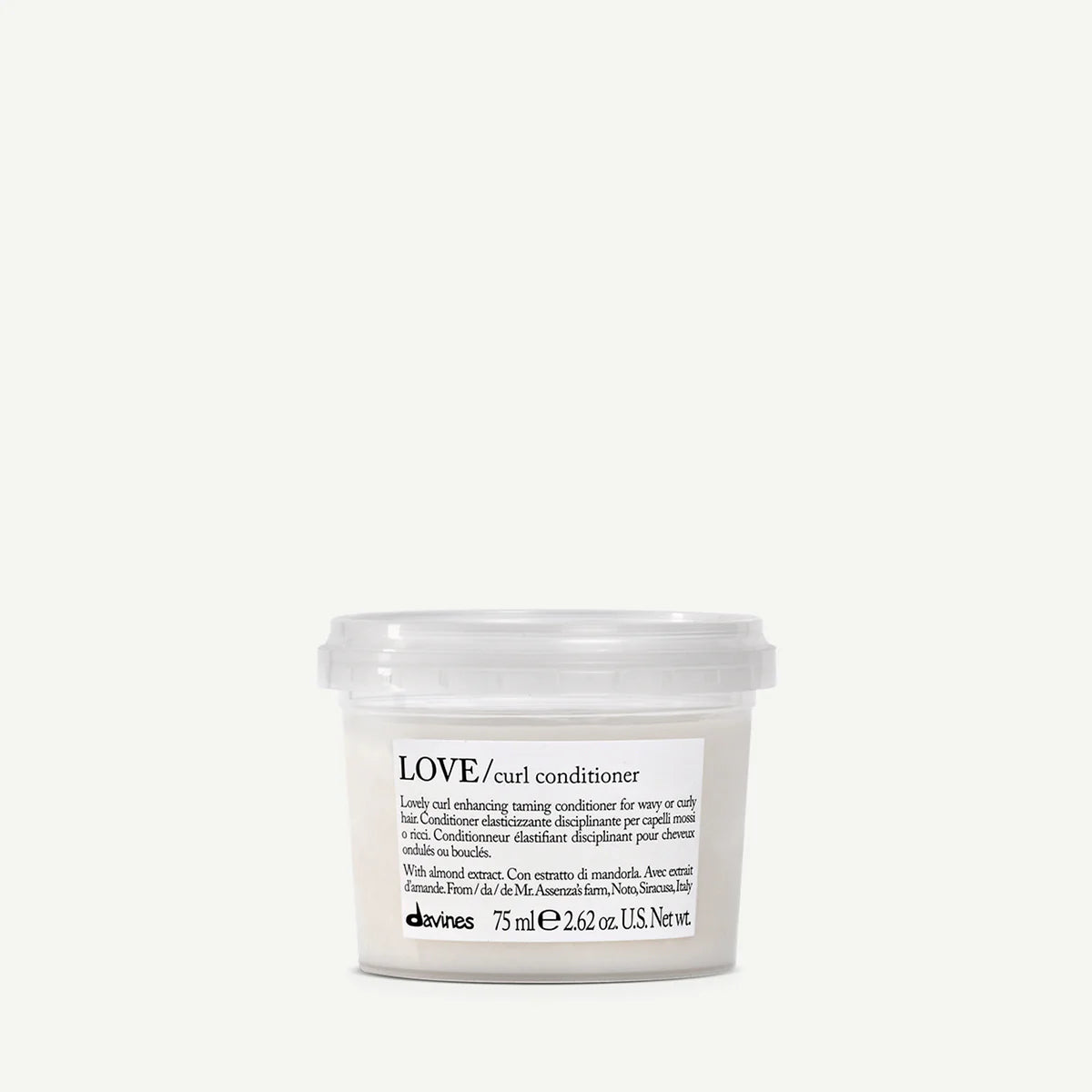 Travel size of Davines LOVE curl conditioner on a white background