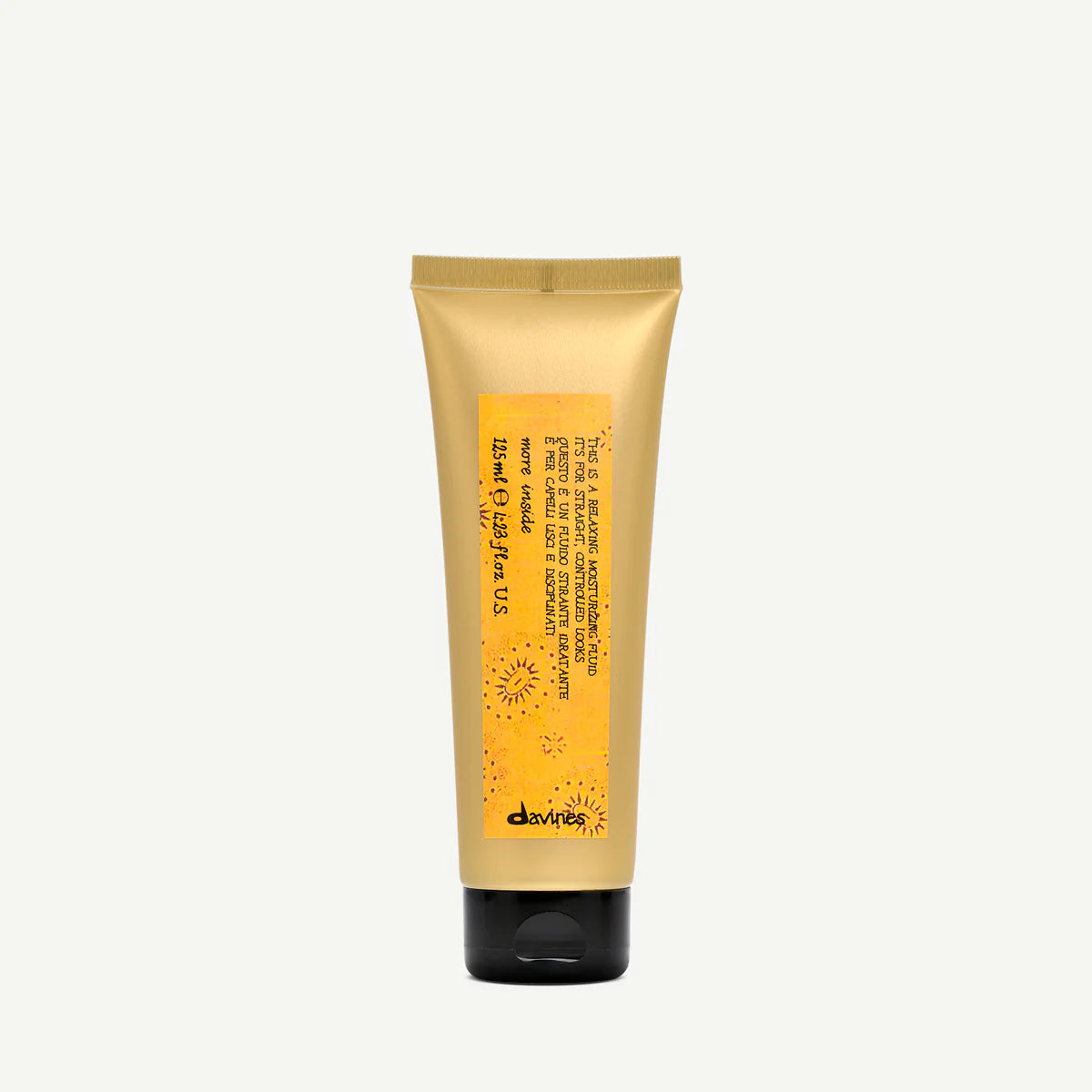 Yellow tube of Davines hair product on a white background