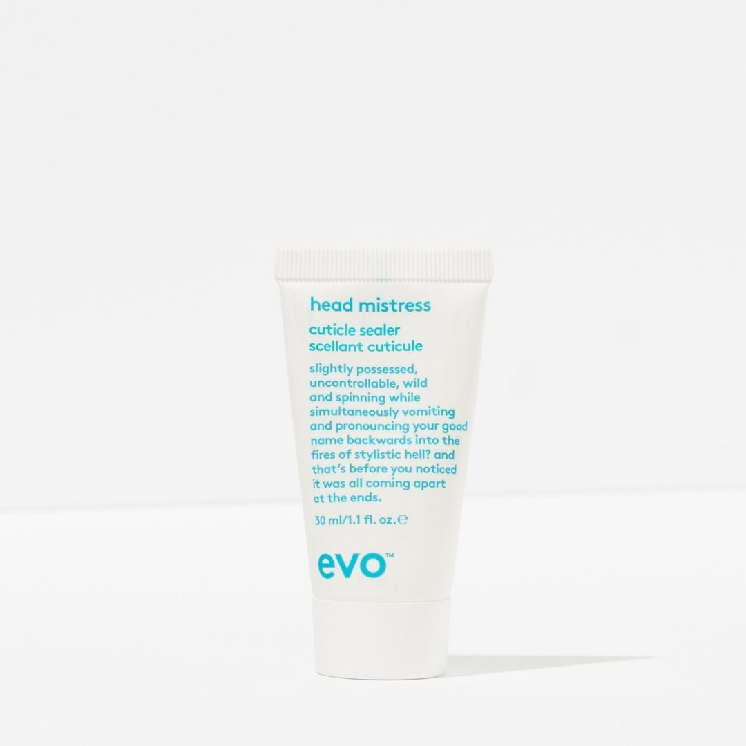 Evo head mistress cuticle sealer on a white background