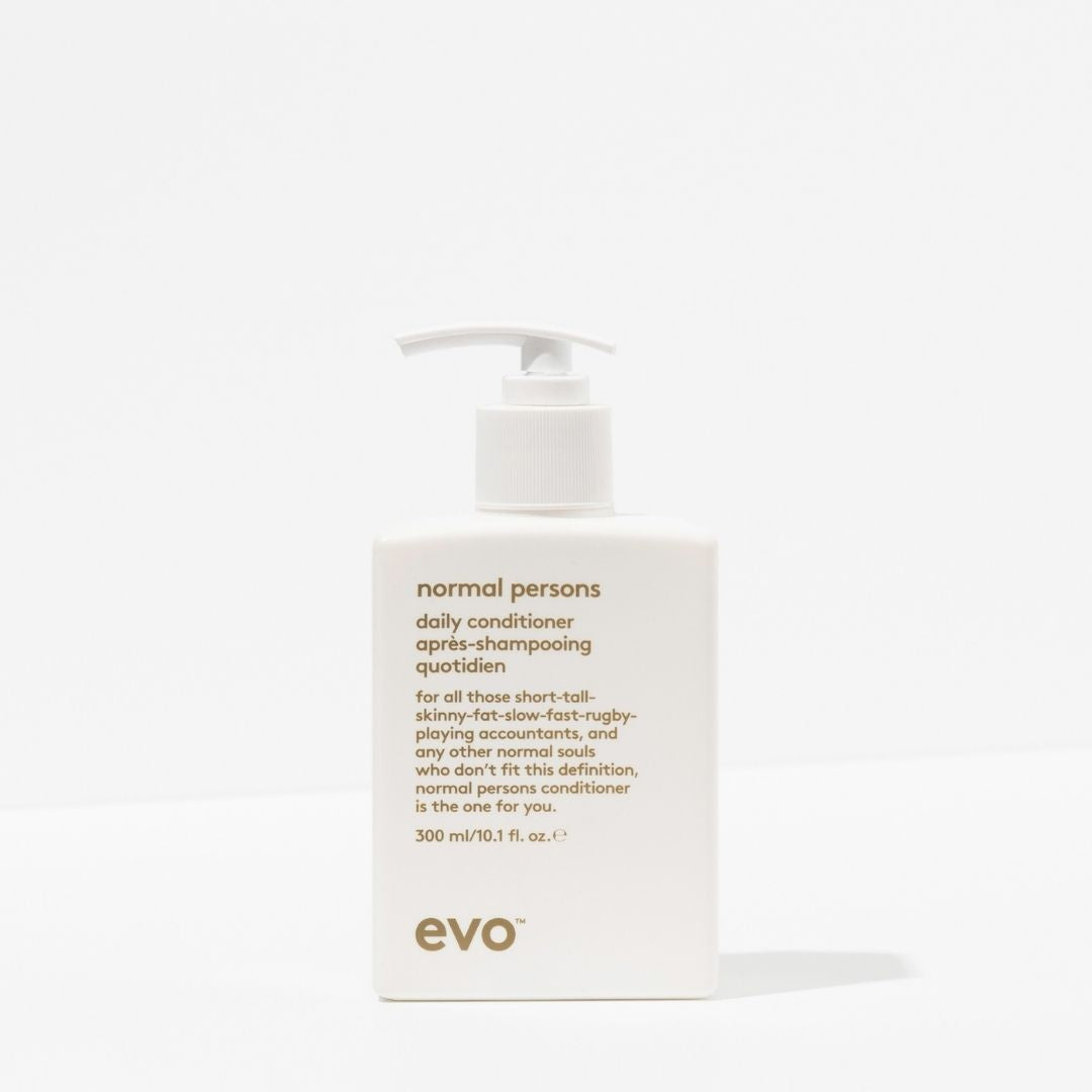 Evo normal persons daily conditioner bottle on a white background