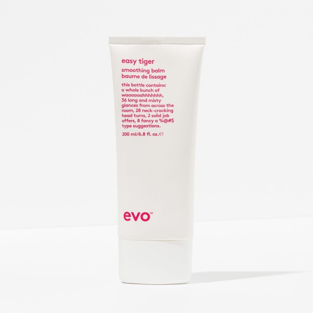 Evo easy tiger smoothing balm tube on a white background