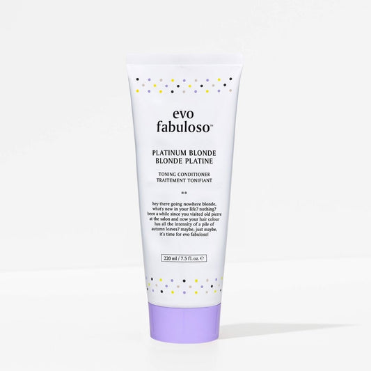 Evo Fabuloso Platinum Blonde conditioner tube on a white background