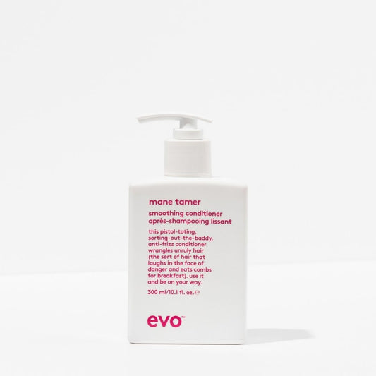 Evo Mane Tamer smoothing conditioner bottle on a white background