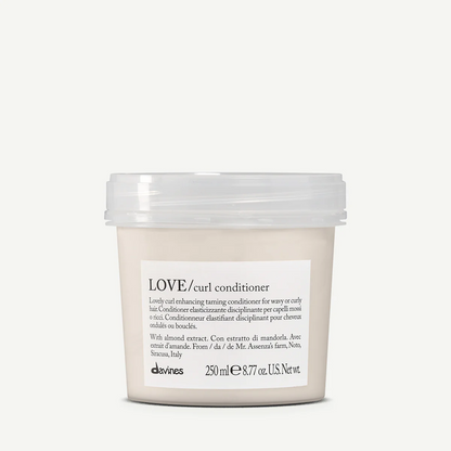 Davines LOVE curl conditioner jar on a white background