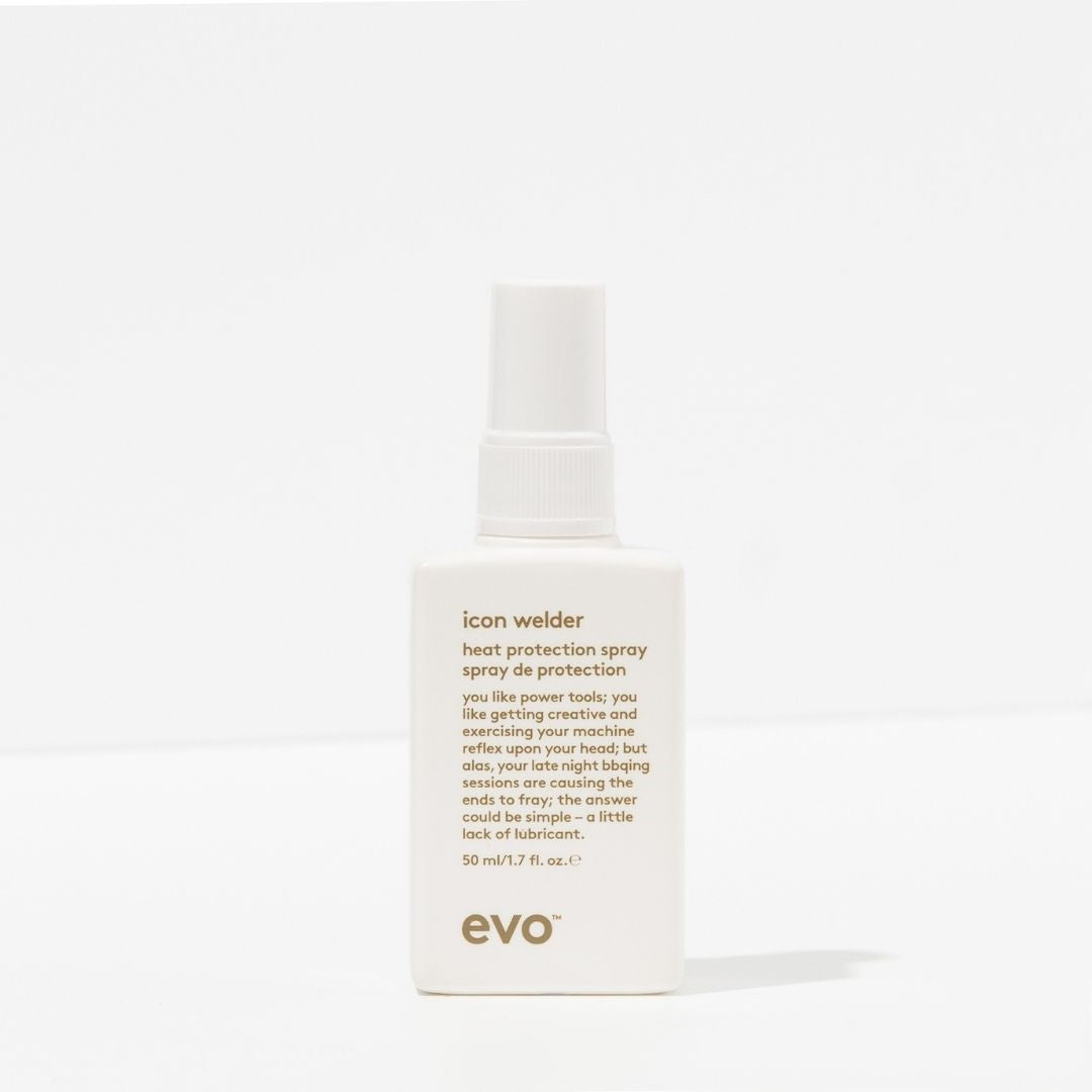 Evo icon welder heat protection spray bottle on a white background