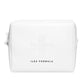 White vegan leather pouch with 'ILES FORMULA' branding on a white background