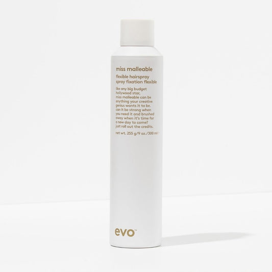 Evo hair spray bottle on a white background