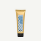 Gold tube of Davines Strong Hold Cream Gel with blue pattern on a white background