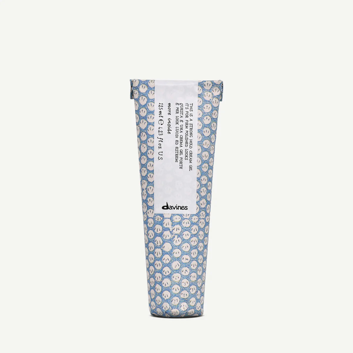 Davines Strong Hold Cream Gel in blue patterned packaging on a white background