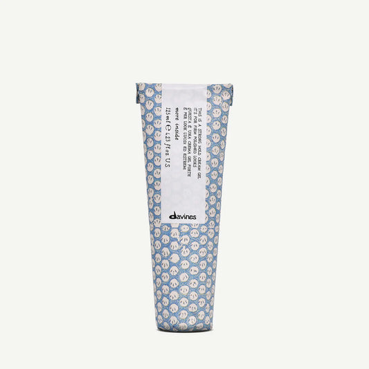 Davines Strong Hold Cream Gel in blue patterned packaging on a white background
