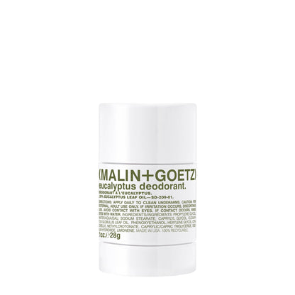 Malin+Goetz eucalyptus deodorant container on a white background