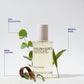 Malin+Goetz sage home spray bottle with eucalyptus leaves on a light background